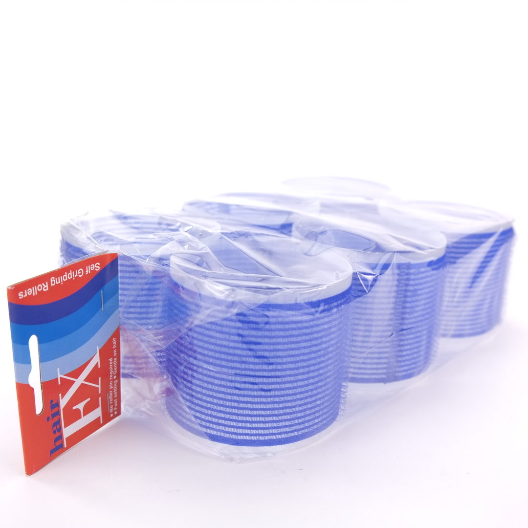 Hair FX Self Gripping Velcro Rollers - Blue 76mm 6pk