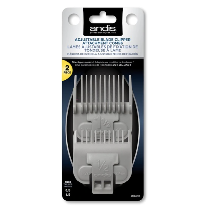 Andis Adjustable Blade Clipper Attachment Comb 0.5 & 1.5 (2pcs)