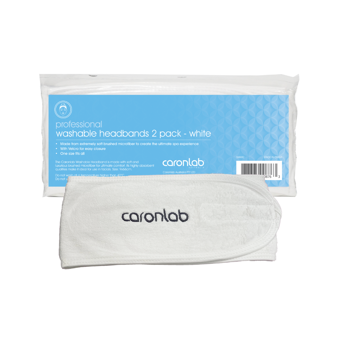 Caronlab Washable White Headband – 2 pack