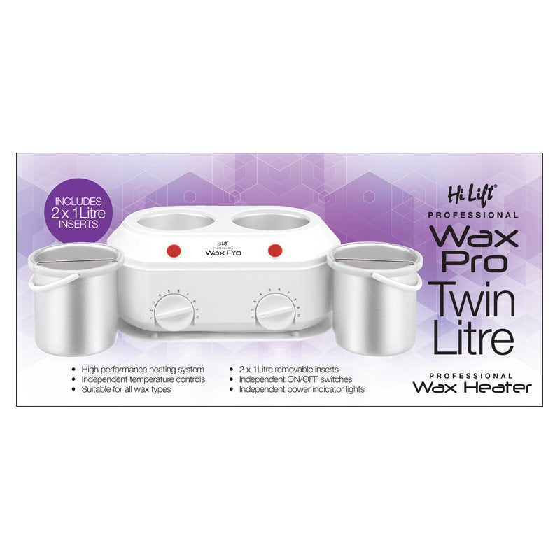 This professional wax heater holds 2 x 1 Litre wax pots. Super compact to save bench space, each pot features separate on/off switches, temperature controls and power indicator lights.