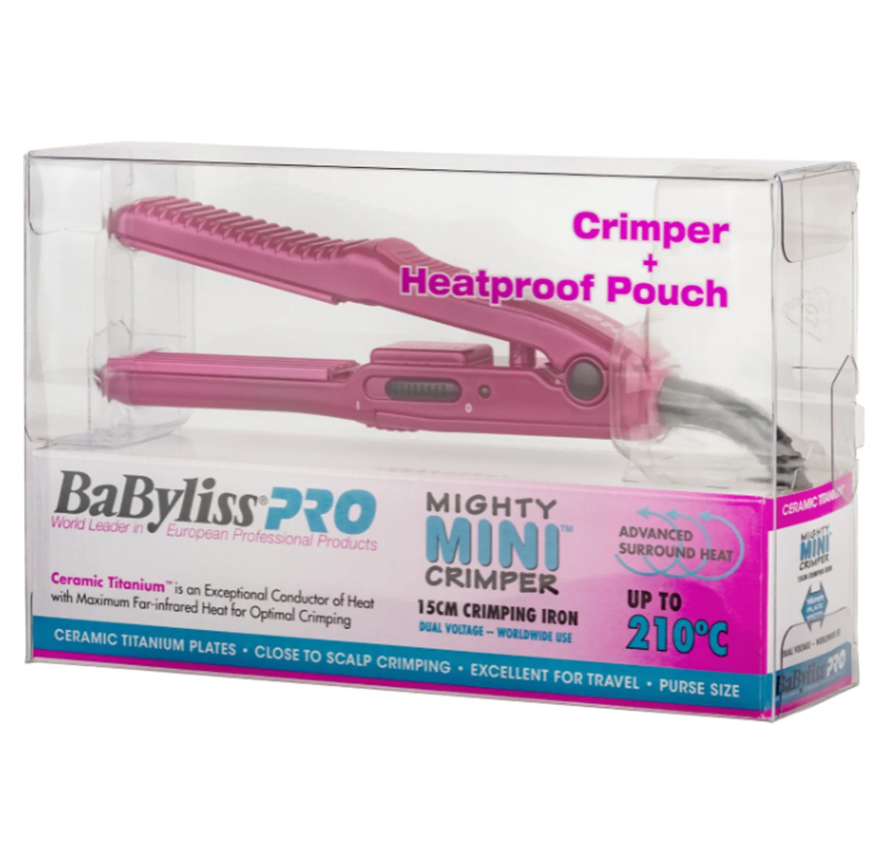 Babyliss Pro Mighty Mini Crimper Pink 15cm
