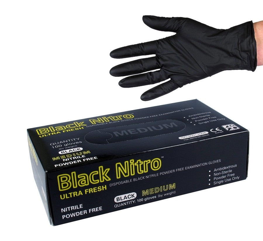 Ultra Fresh Black Nitro Powder Free 100 Gloves - Medium