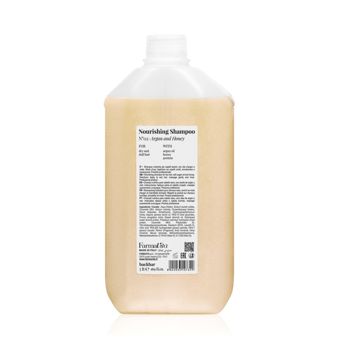 Farmavita Back Bar Nourishing Shampoo No.2 Argan and Honey 5l