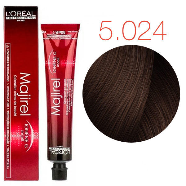Loreal Majirel Permanent Hair Colour 5,024 Natural Iridescent Copper Light Brown
