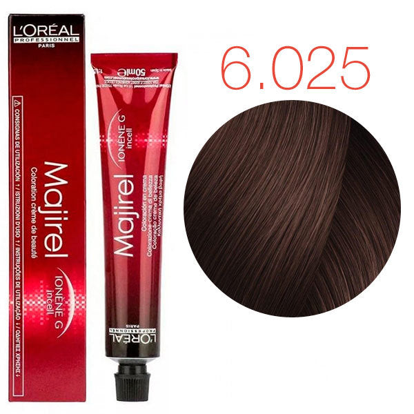 Loreal Majirel Permanent Hair Colour 6,025 Natural Iridescent Mahogany Dark Blonde