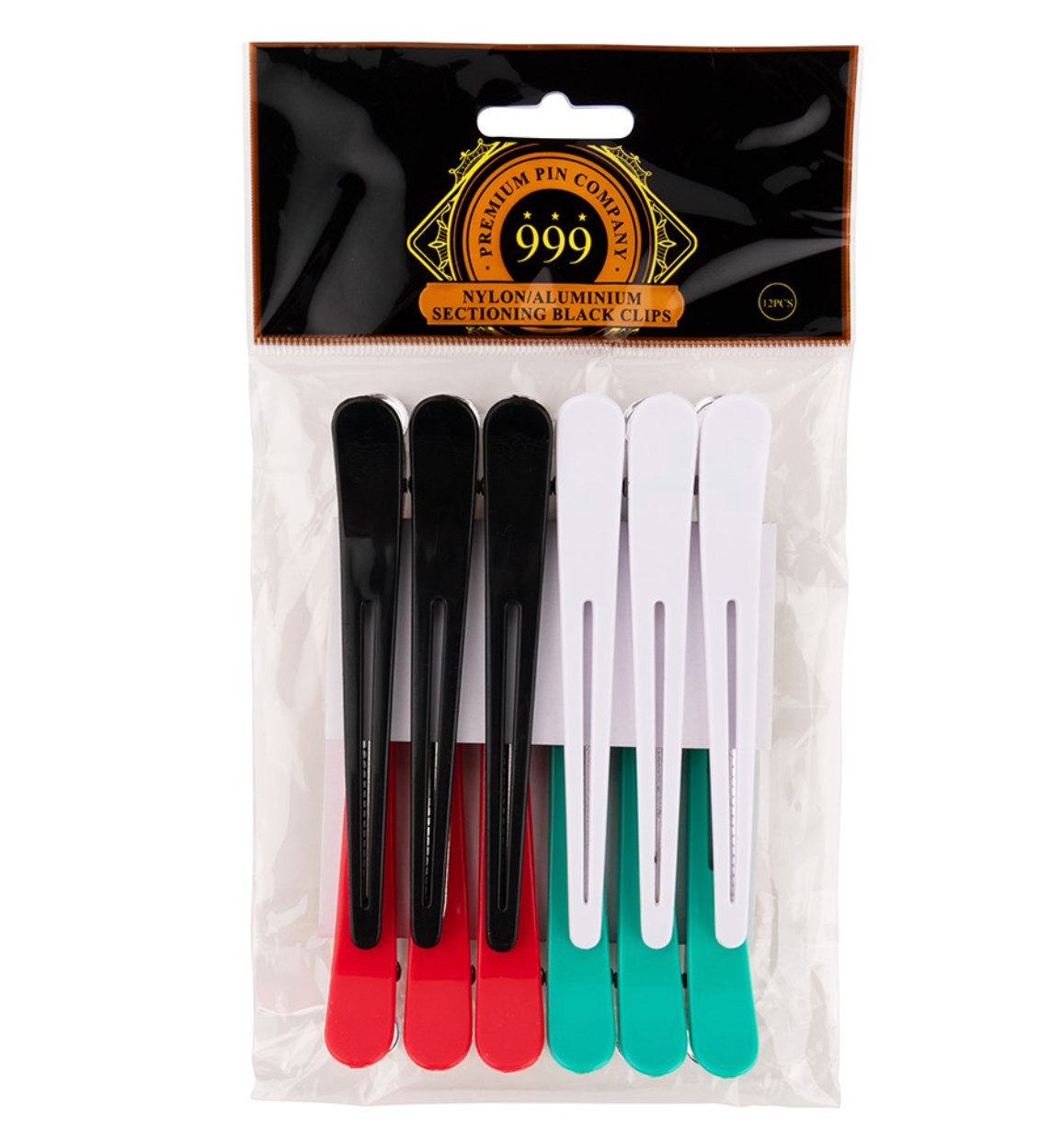 999 Coloured Nylon Aluminium Sectioning Hair Clips 12pcs