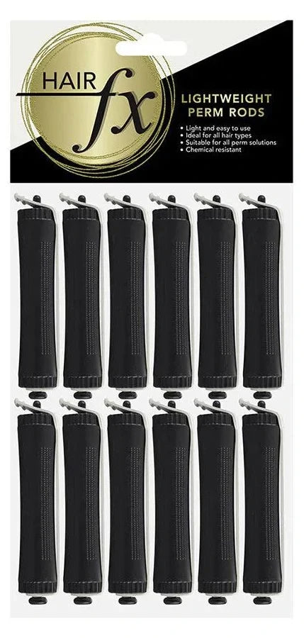 Hair FX Lightweight Perm Rod - Black 16mm 12pc